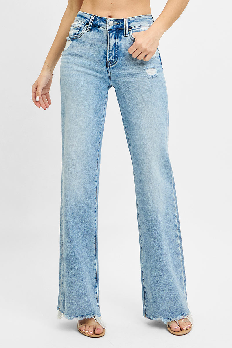 TUMMY CONTROL MID RISE WIDE JEANS