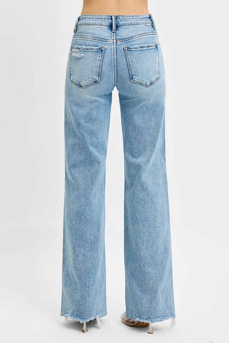 TUMMY CONTROL MID RISE WIDE JEANS
