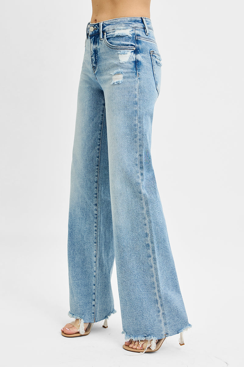 TUMMY CONTROL MID RISE WIDE JEANS