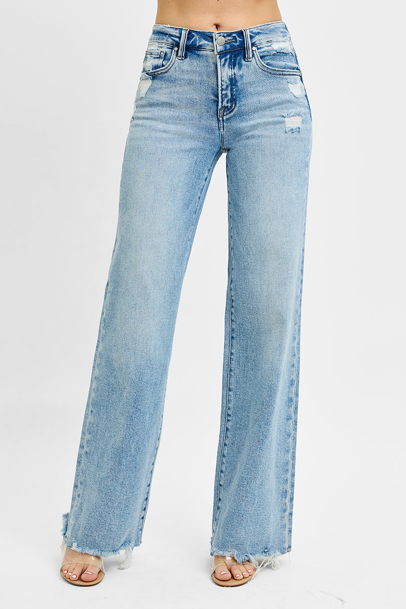 TUMMY CONTROL MID RISE WIDE JEANS