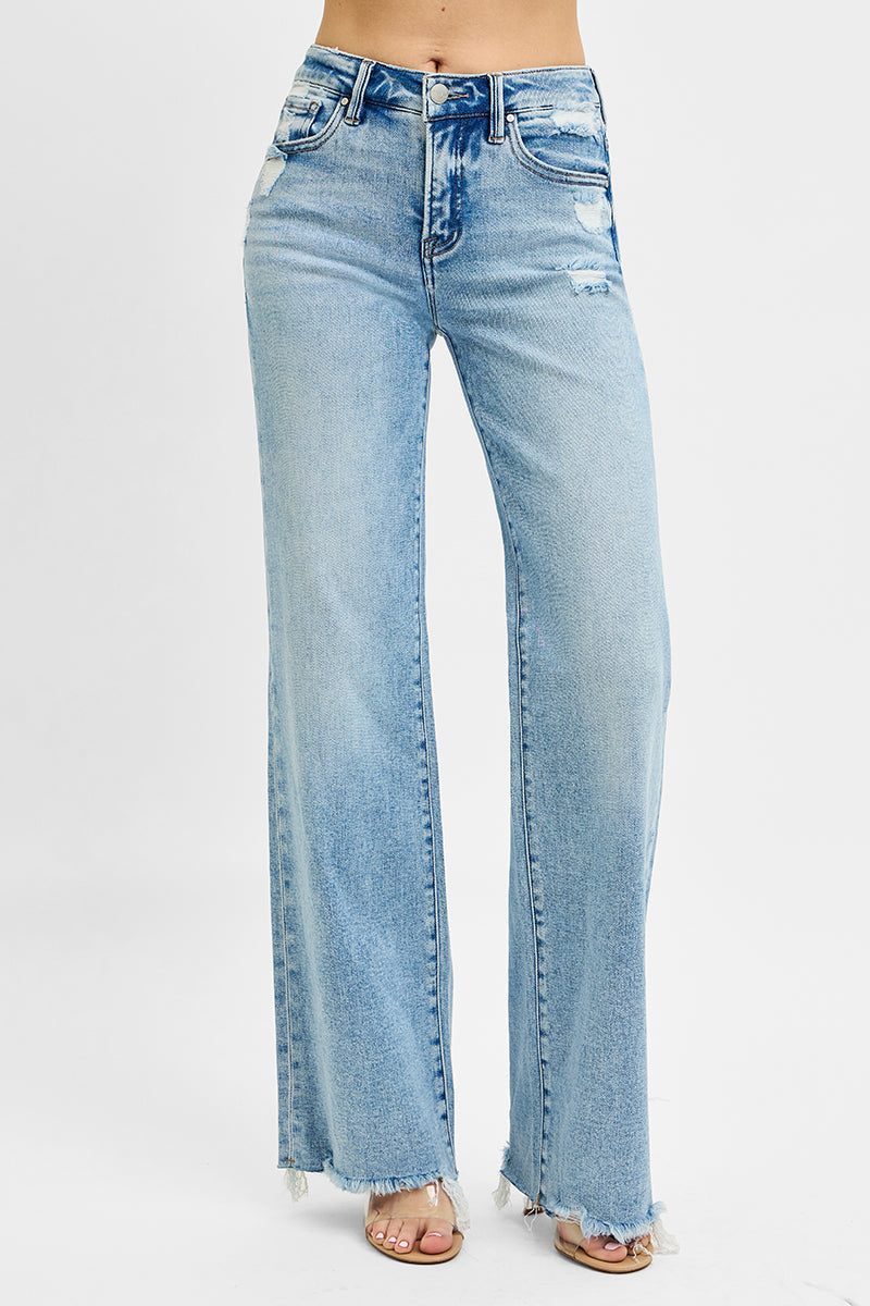 TUMMY CONTROL MID RISE WIDE JEANS
