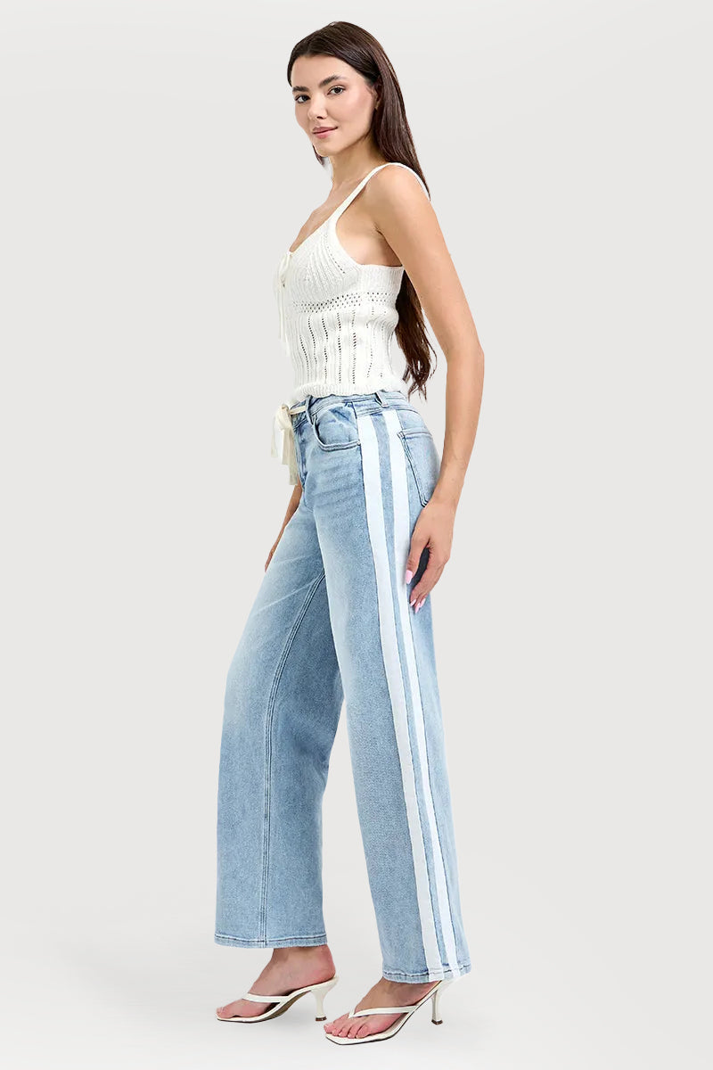 SLOUCHY BAGGY WAISTBAND DRAWSTRING AND SIDE CONTRAST STRAP