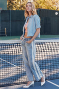 SLOUCHY BAGGY WAISTBAND DRAWSTRING AND SIDE CONTRAST STRAP