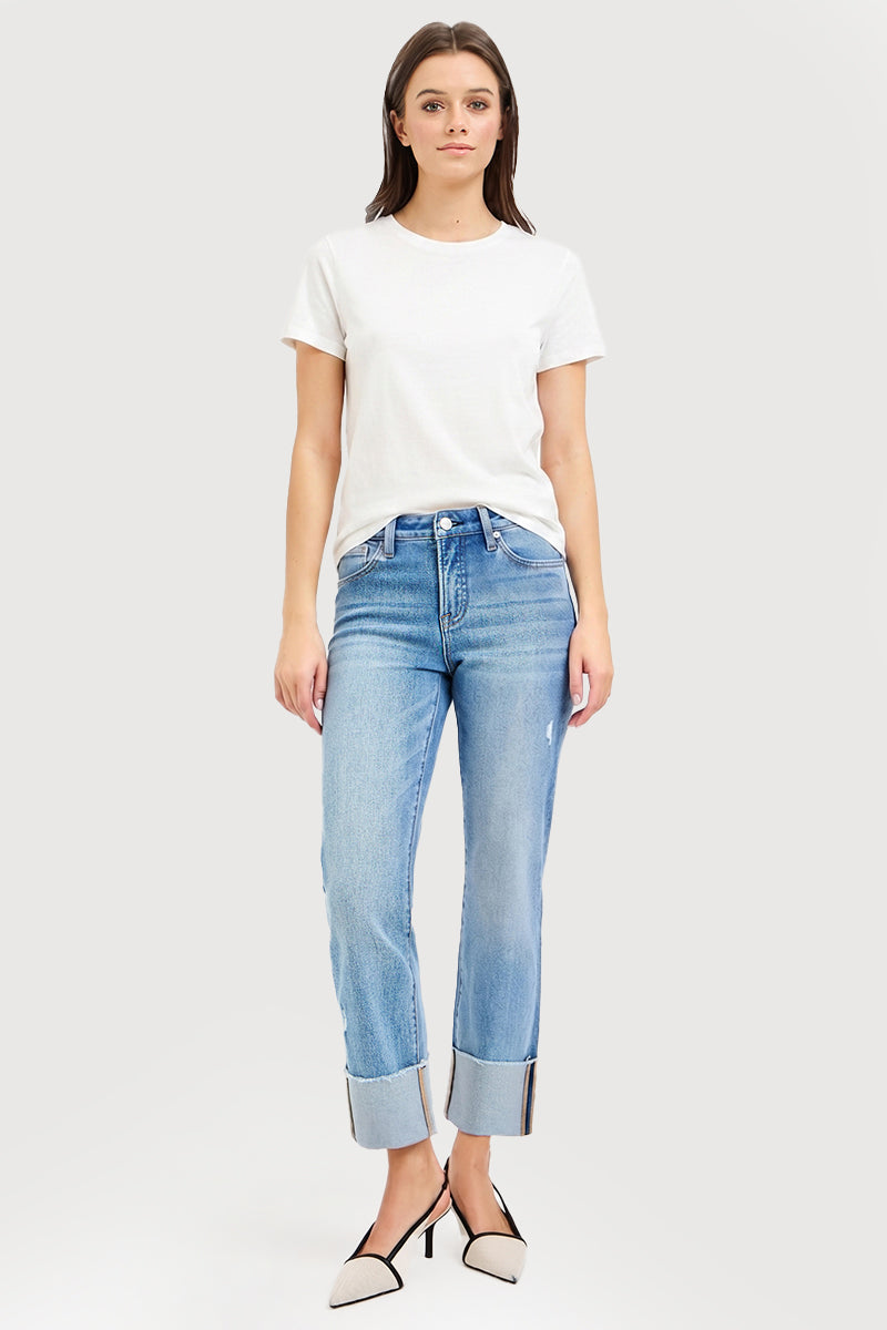 TUMMY CONTROL 4WAY STR MID RISE CROP STRAIGHT CUFF
