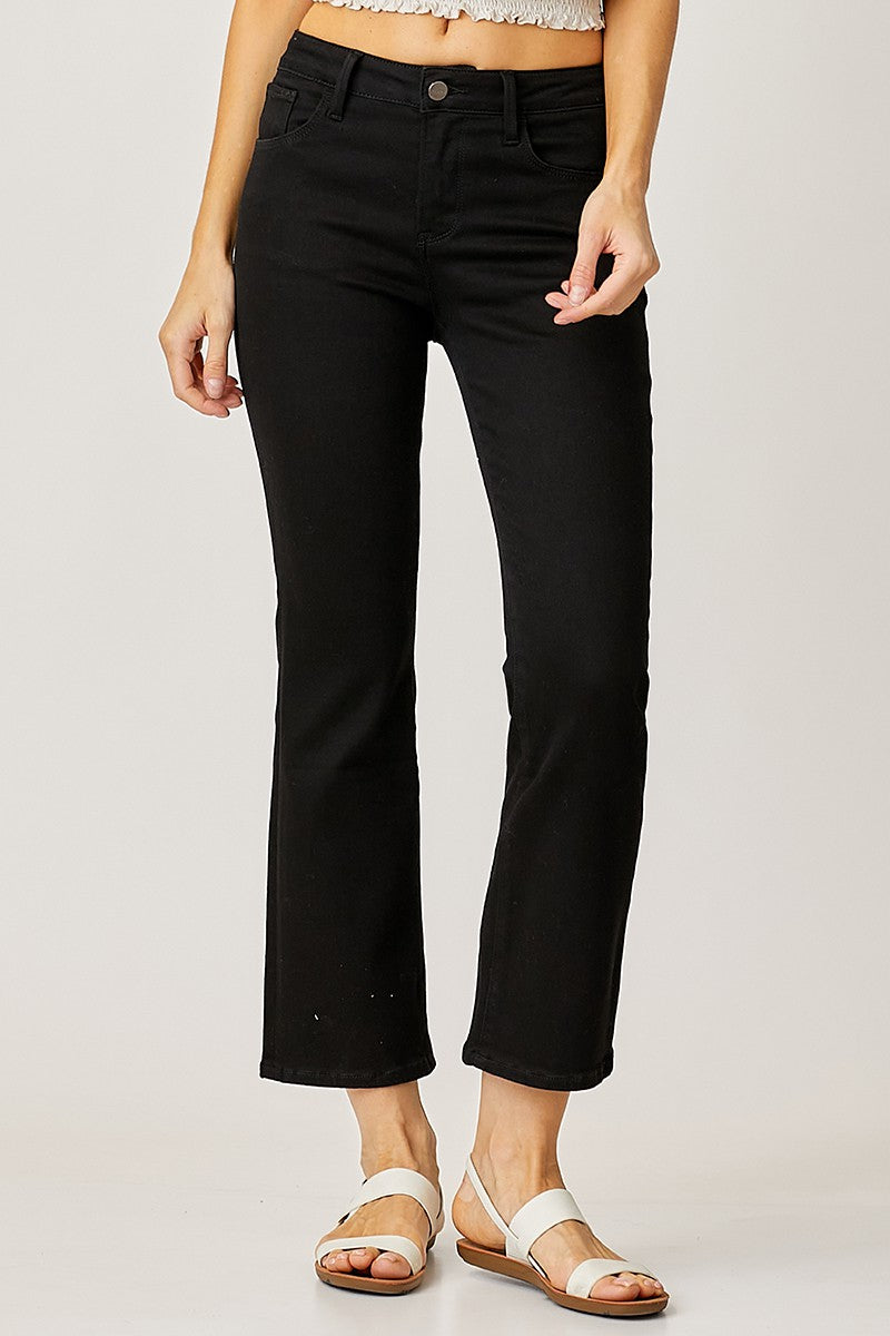 MID RISE CROP STRAIGHT JEANS