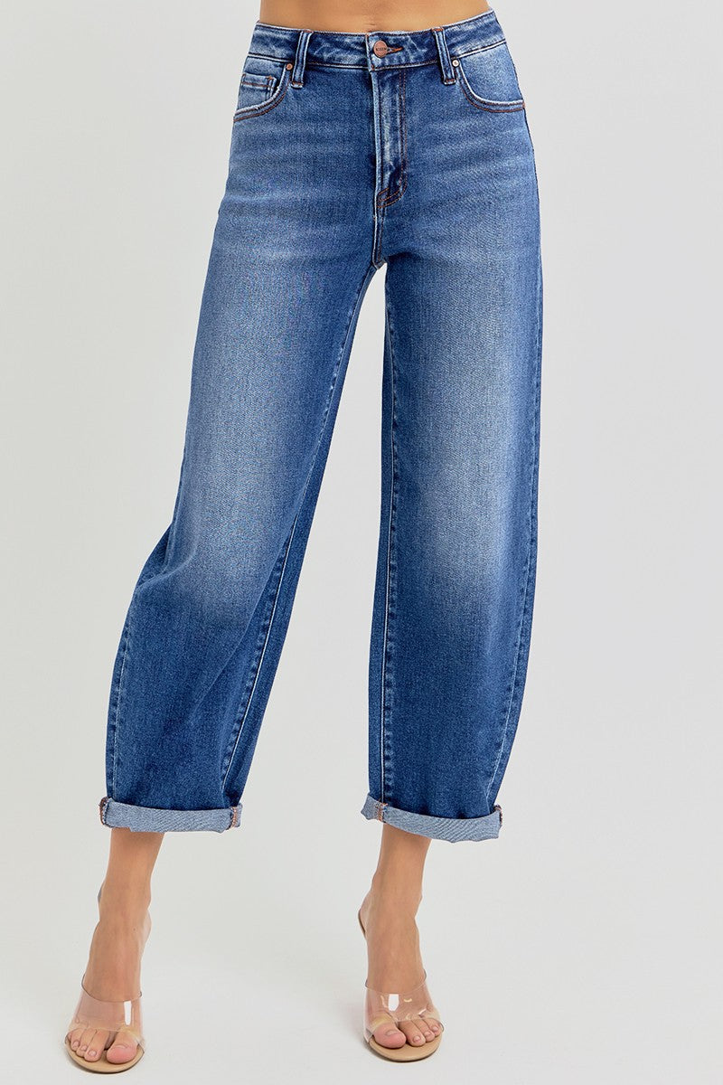 HIGH RISE CROP MILD BARREL JEANS