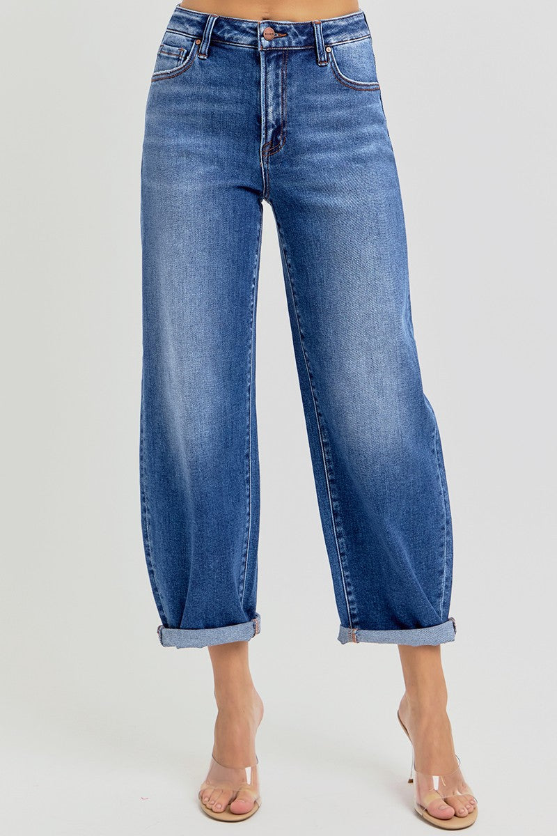 HIGH RISE CROP MILD BARREL JEANS