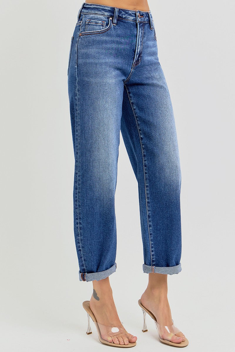 HIGH RISE CROP MILD BARREL JEANS