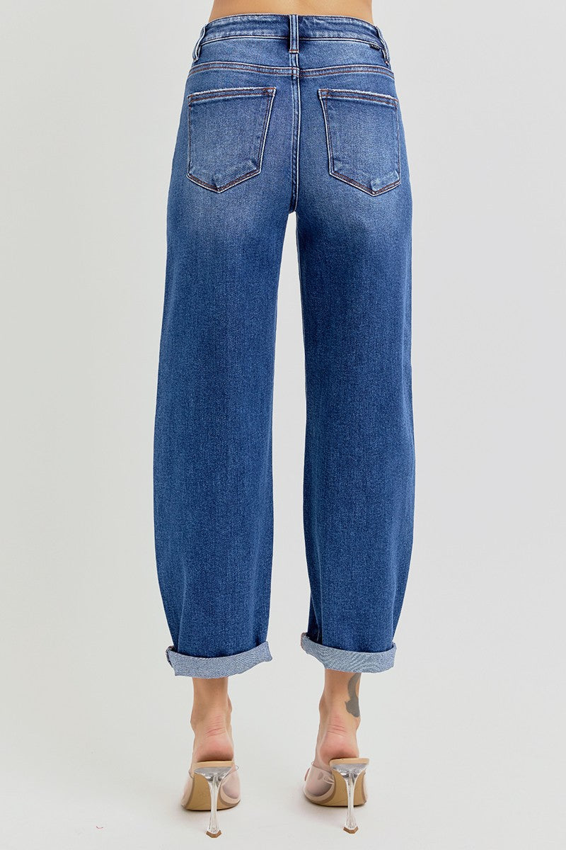 HIGH RISE CROP MILD BARREL JEANS