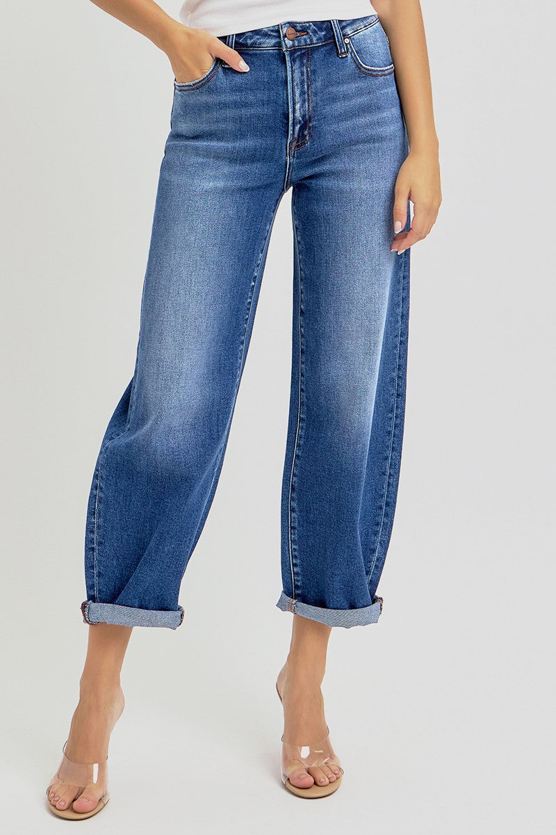 HIGH RISE CROP MILD BARREL JEANS