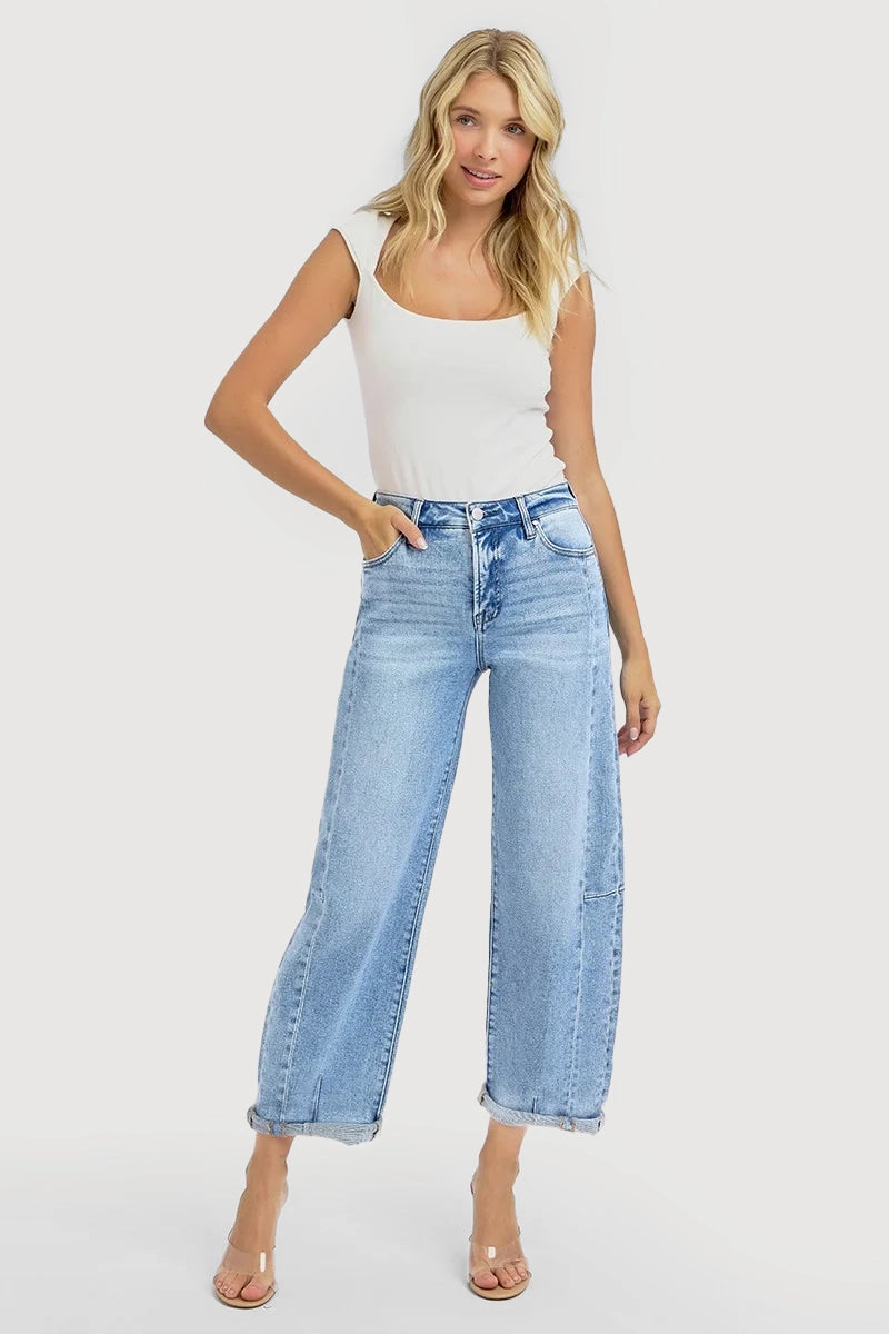 HIGH RISE BARREL JEANS