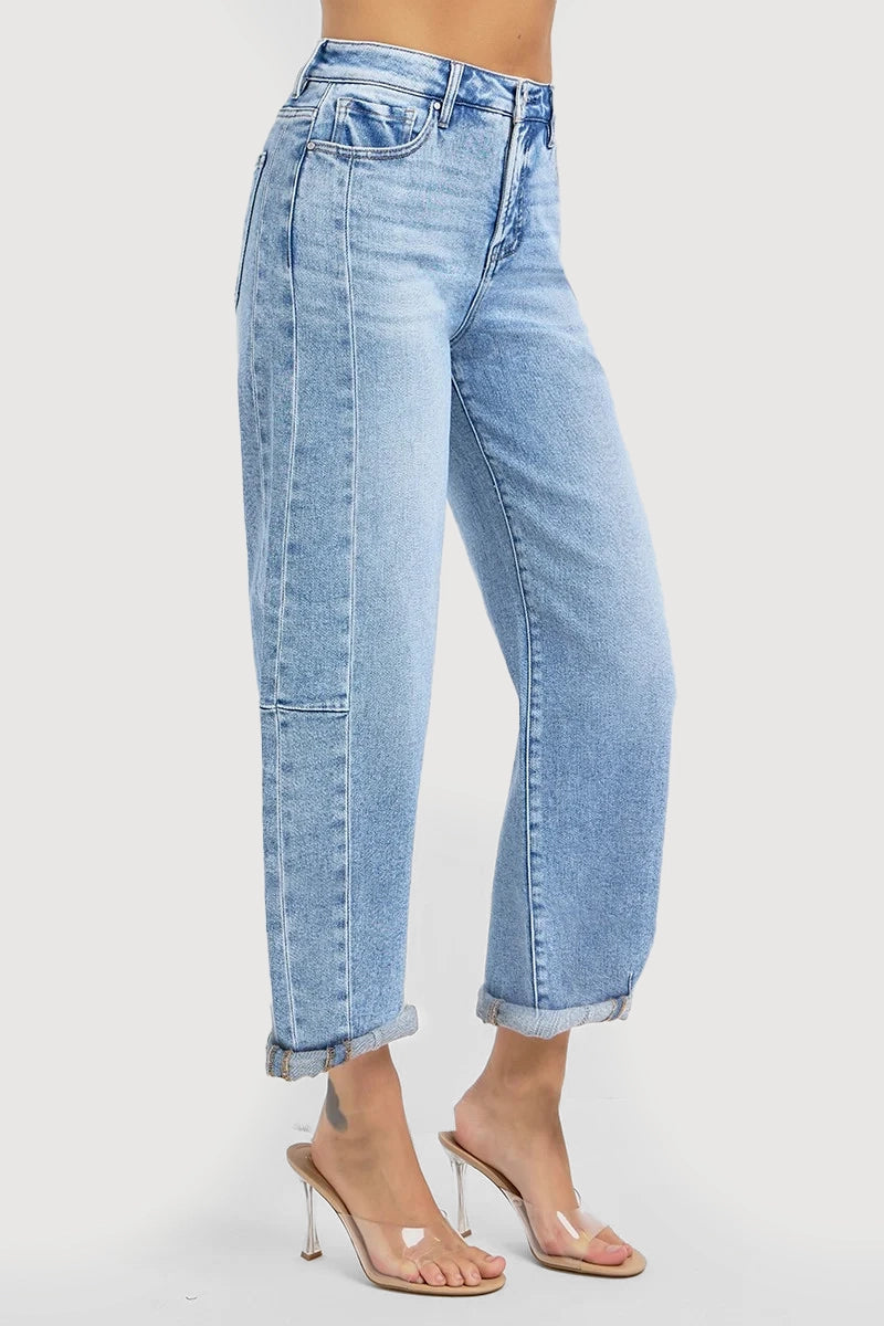 HIGH RISE BARREL JEANS