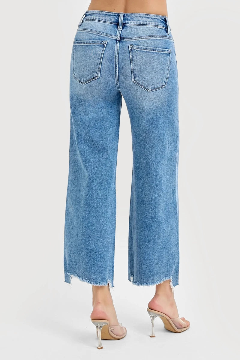 HIGH RISE CROP WIDE JEANS