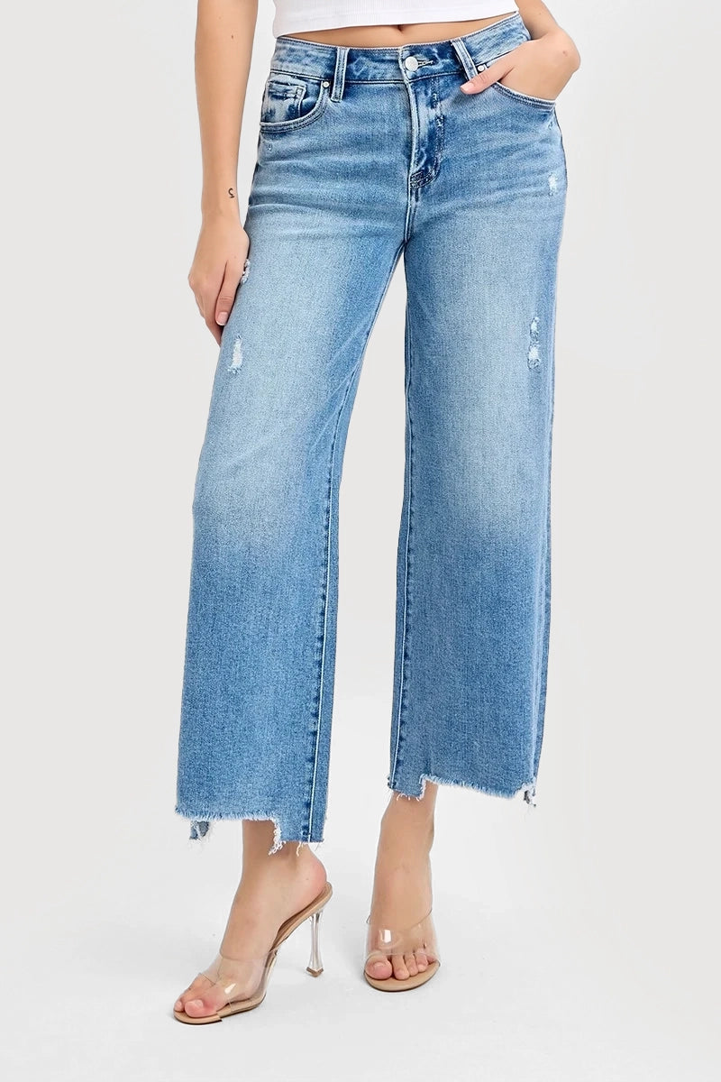HIGH RISE CROP WIDE JEANS