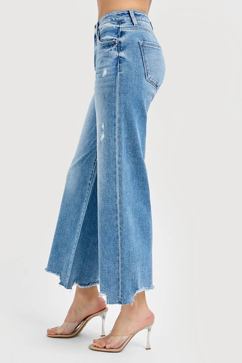 HIGH RISE CROP WIDE JEANS