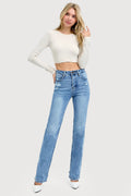 TUMMY CONTROL HIGH RISE STRAIGHT DISTRESSED JEANS