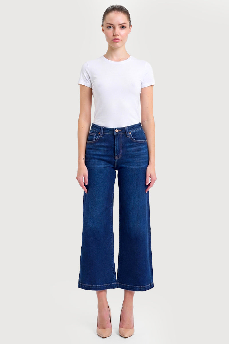 HIGH RISE CROP WIDE JEANS