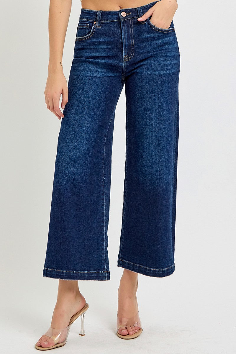 HIGH RISE CROP WIDE JEANS