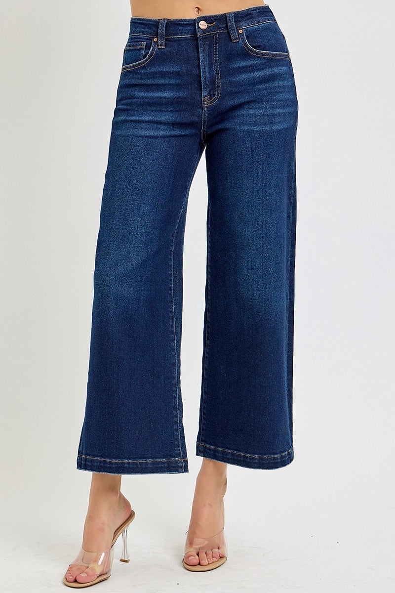 HIGH RISE CROP WIDE JEANS