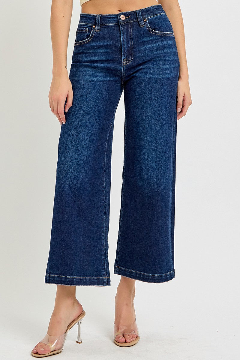 HIGH RISE CROP WIDE JEANS