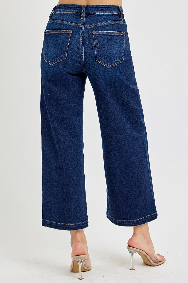 HIGH RISE CROP WIDE JEANS