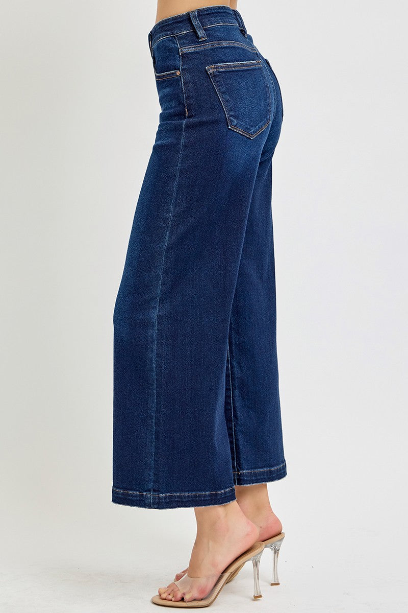 HIGH RISE CROP WIDE JEANS