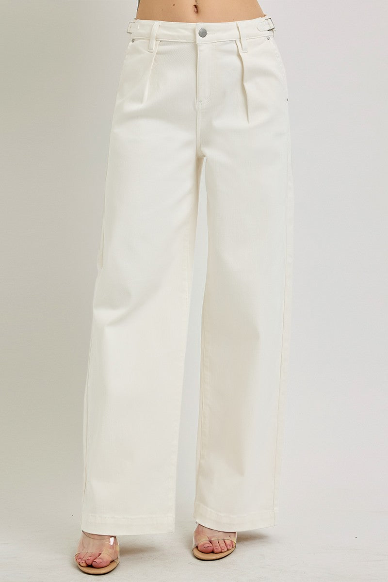 ADJUSTABLE WAISTBAND SLOUCHY WIDE PLEATED PANTS