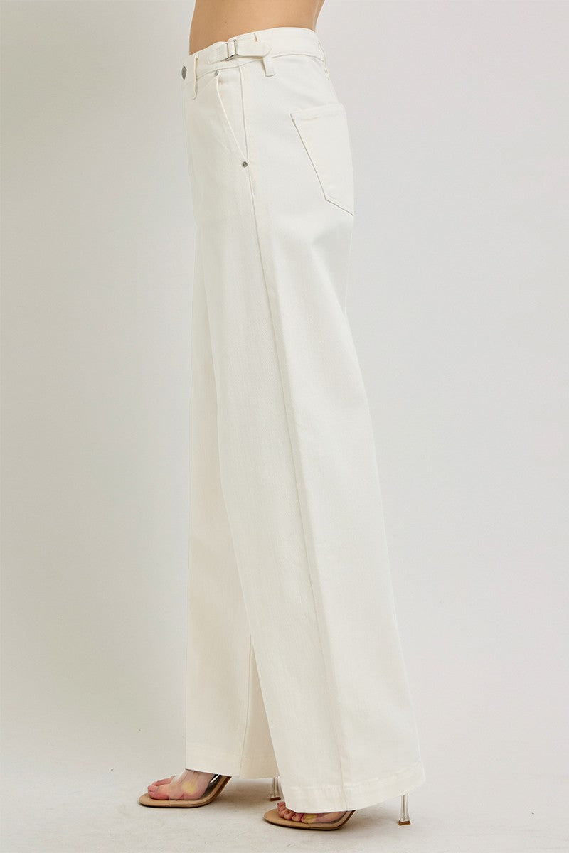 ADJUSTABLE WAISTBAND SLOUCHY WIDE PLEATED PANTS