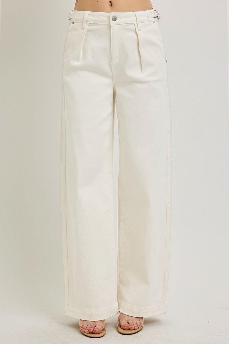 ADJUSTABLE WAISTBAND SLOUCHY WIDE PLEATED PANTS