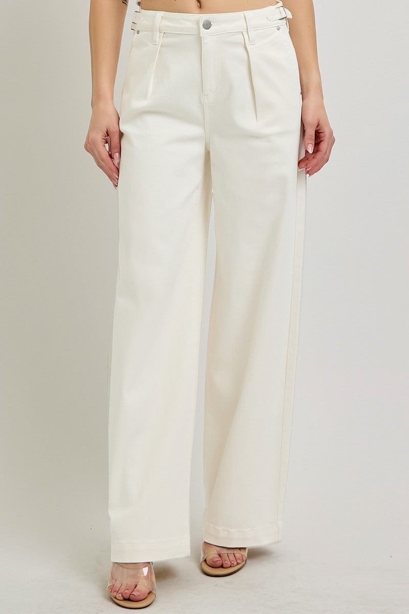 ADJUSTABLE WAISTBAND SLOUCHY WIDE PLEATED PANTS