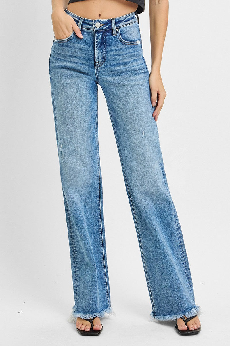 TUMMY CONTROL HIGH RISE LONG STRAIGHT JEANS