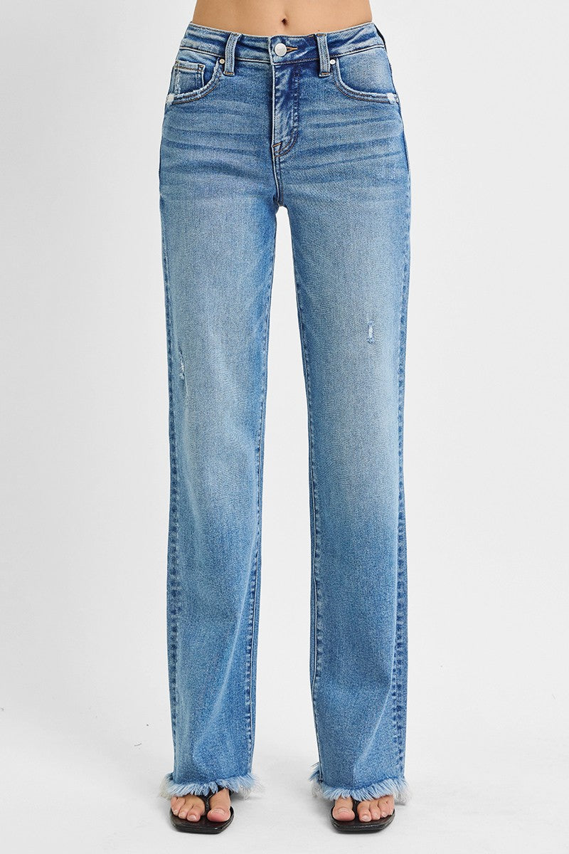 TUMMY CONTROL HIGH RISE LONG STRAIGHT JEANS