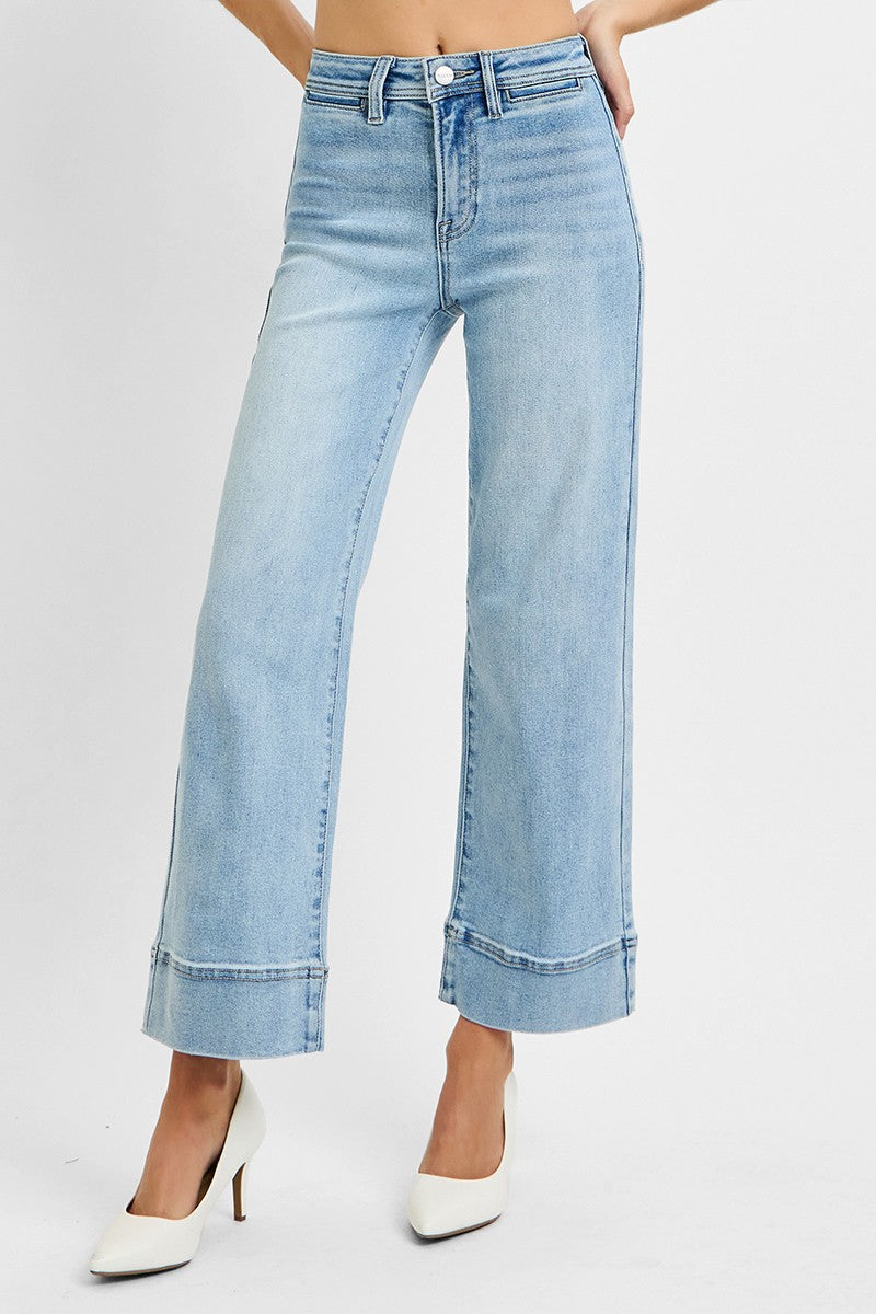 HIGH RISE CROP WIDE JEANS