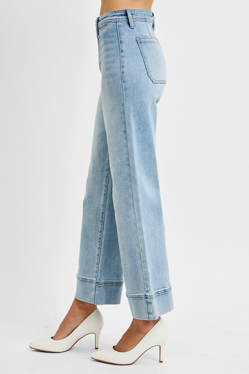 HIGH RISE CROP WIDE JEANS