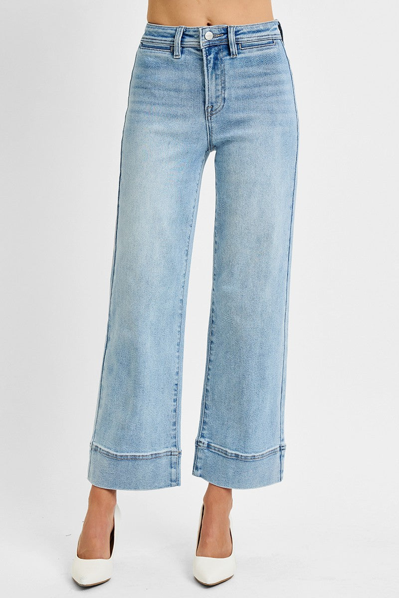 HIGH RISE CROP WIDE JEANS