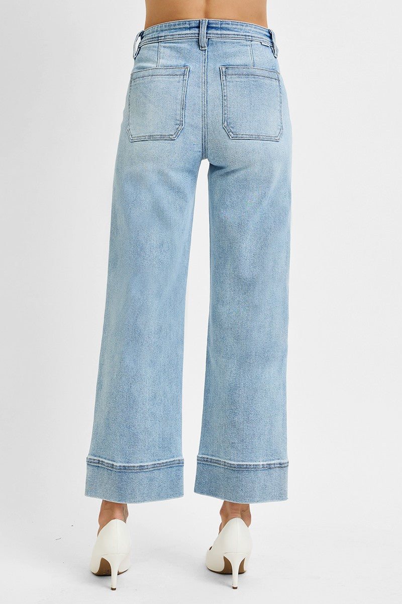 HIGH RISE CROP WIDE JEANS