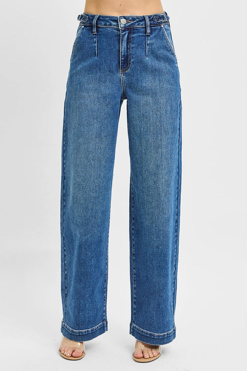ADJUSTABLE WAIST BAND SLOUCHY WIDE PLEATED PANTS