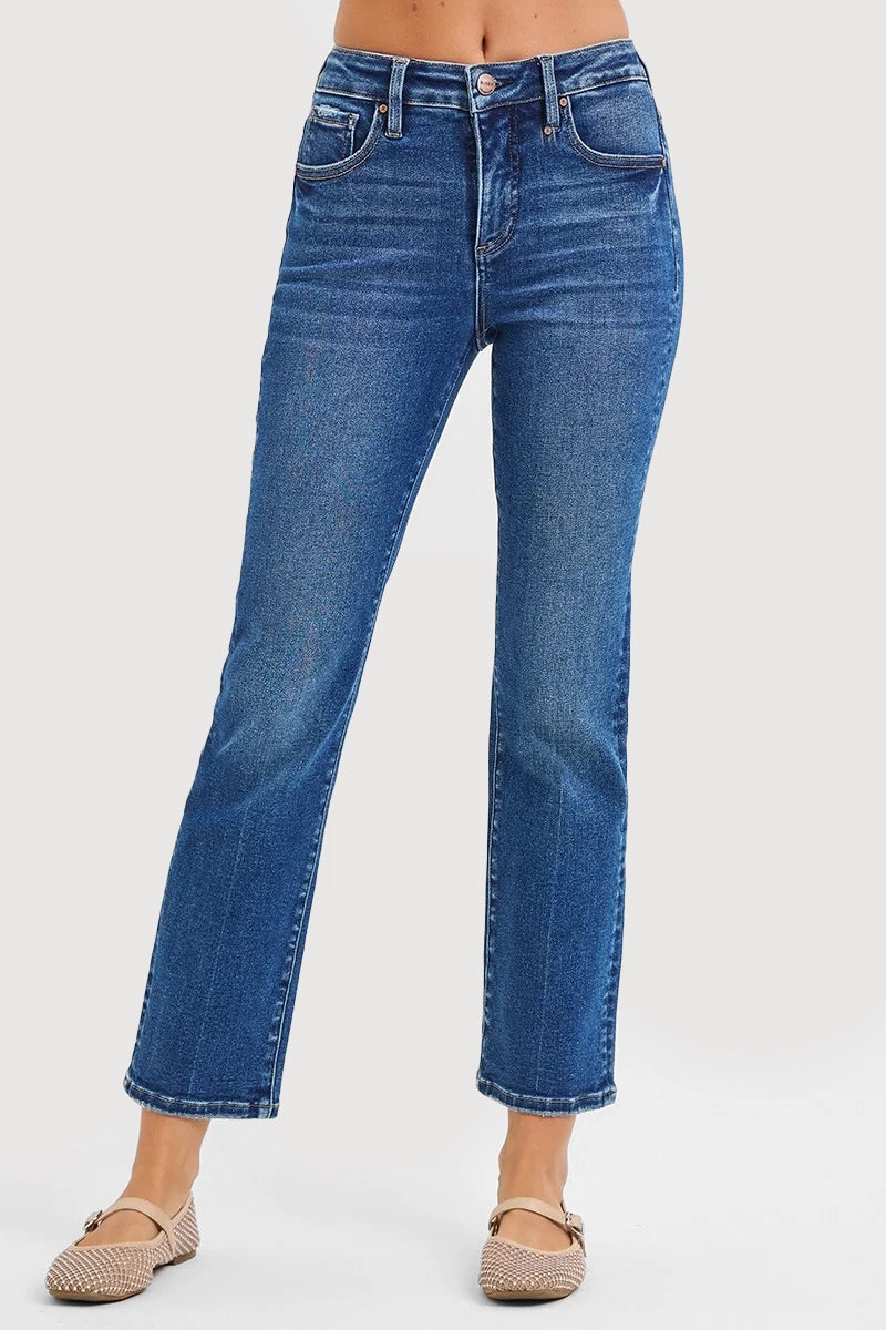 TUMMY CONTROL HIGH RISE CROP STRAIGHT JEANS