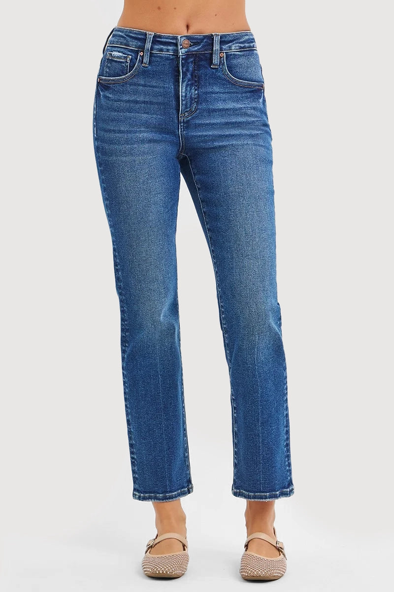TUMMY CONTROL HIGH RISE CROP STRAIGHT JEANS