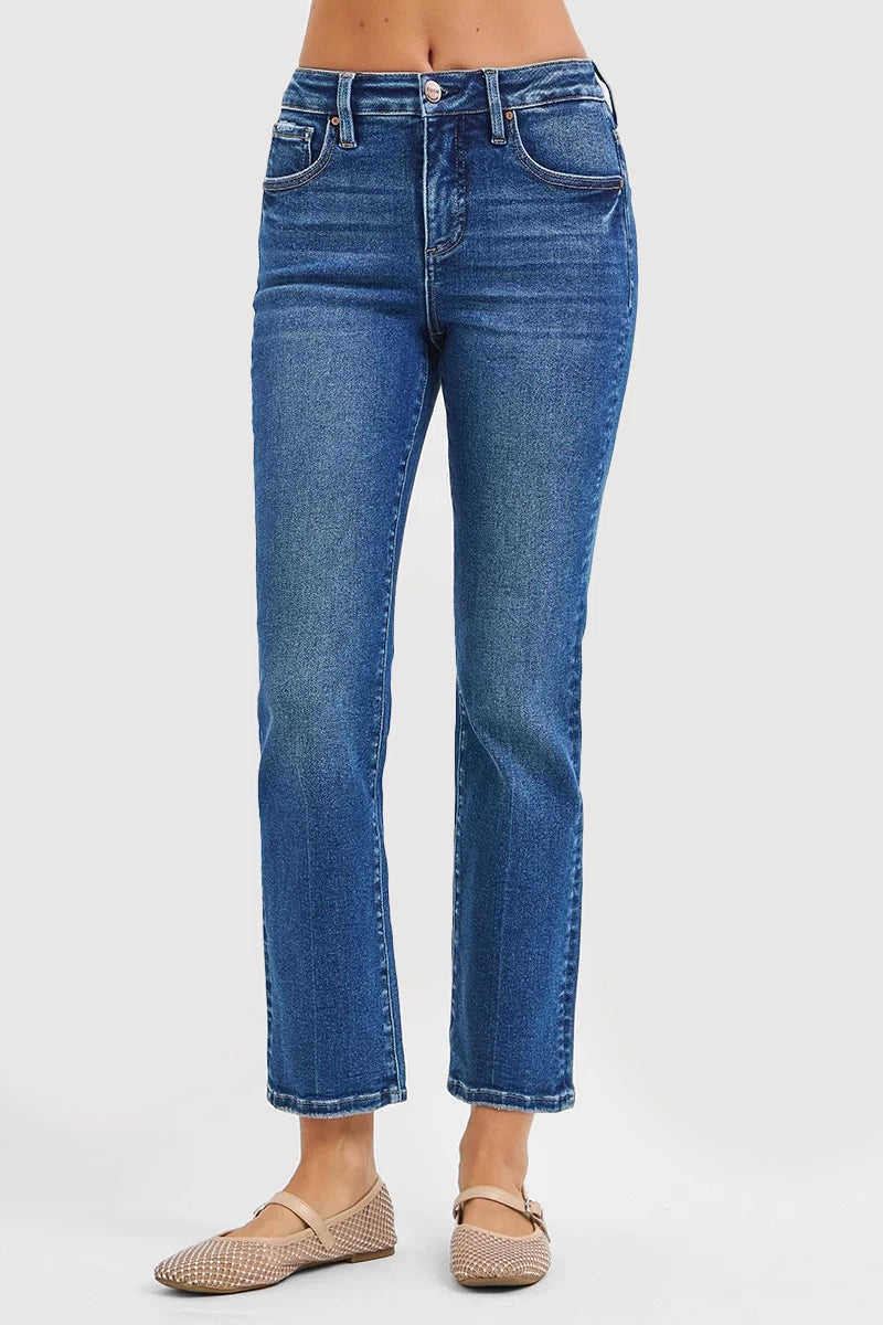 TUMMY CONTROL HIGH RISE CROP STRAIGHT JEANS