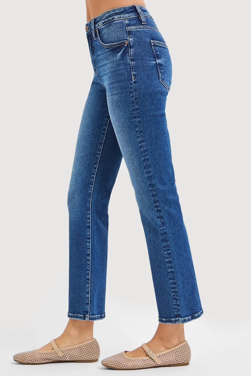 TUMMY CONTROL HIGH RISE CROP STRAIGHT JEANS