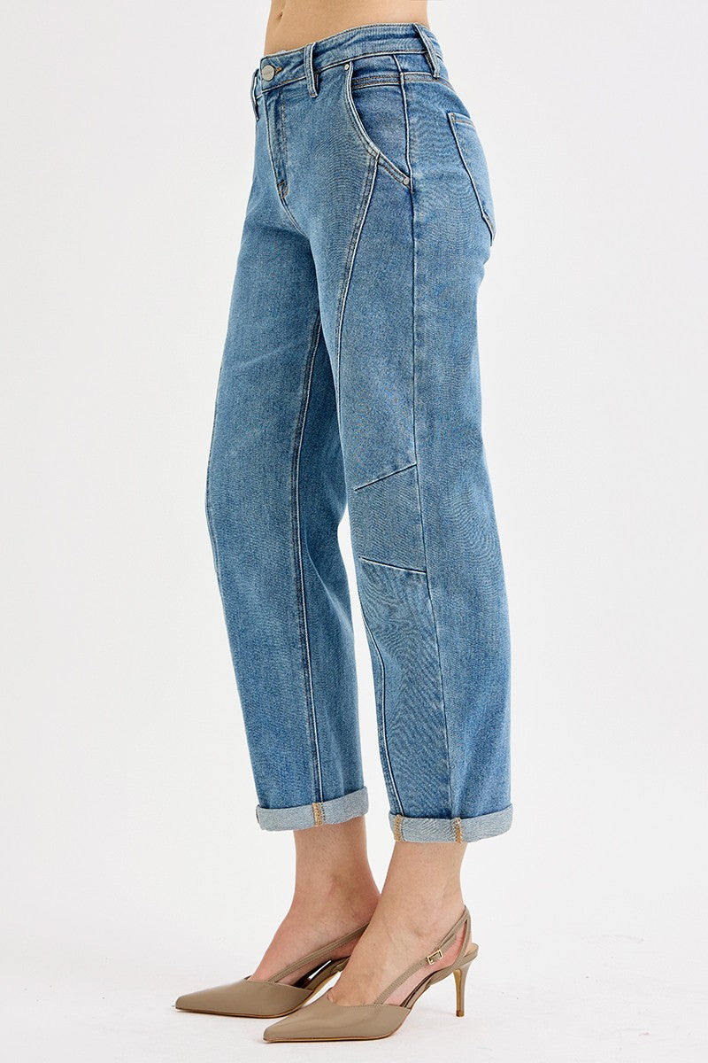 SLOUCHY CROP BARREL JEANS