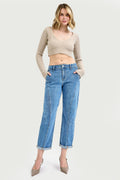 SLOUCHY CROP BARREL JEANS