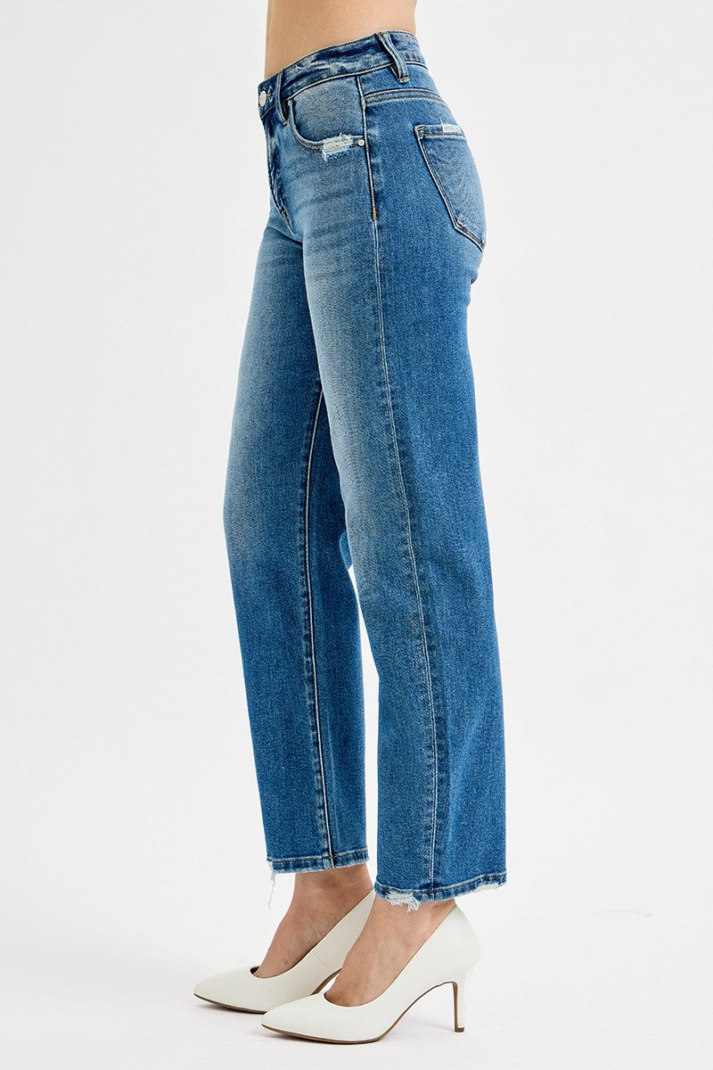 TUMMY CONTROL HIGH RISE ANKLE SLIM BARREL JEANS