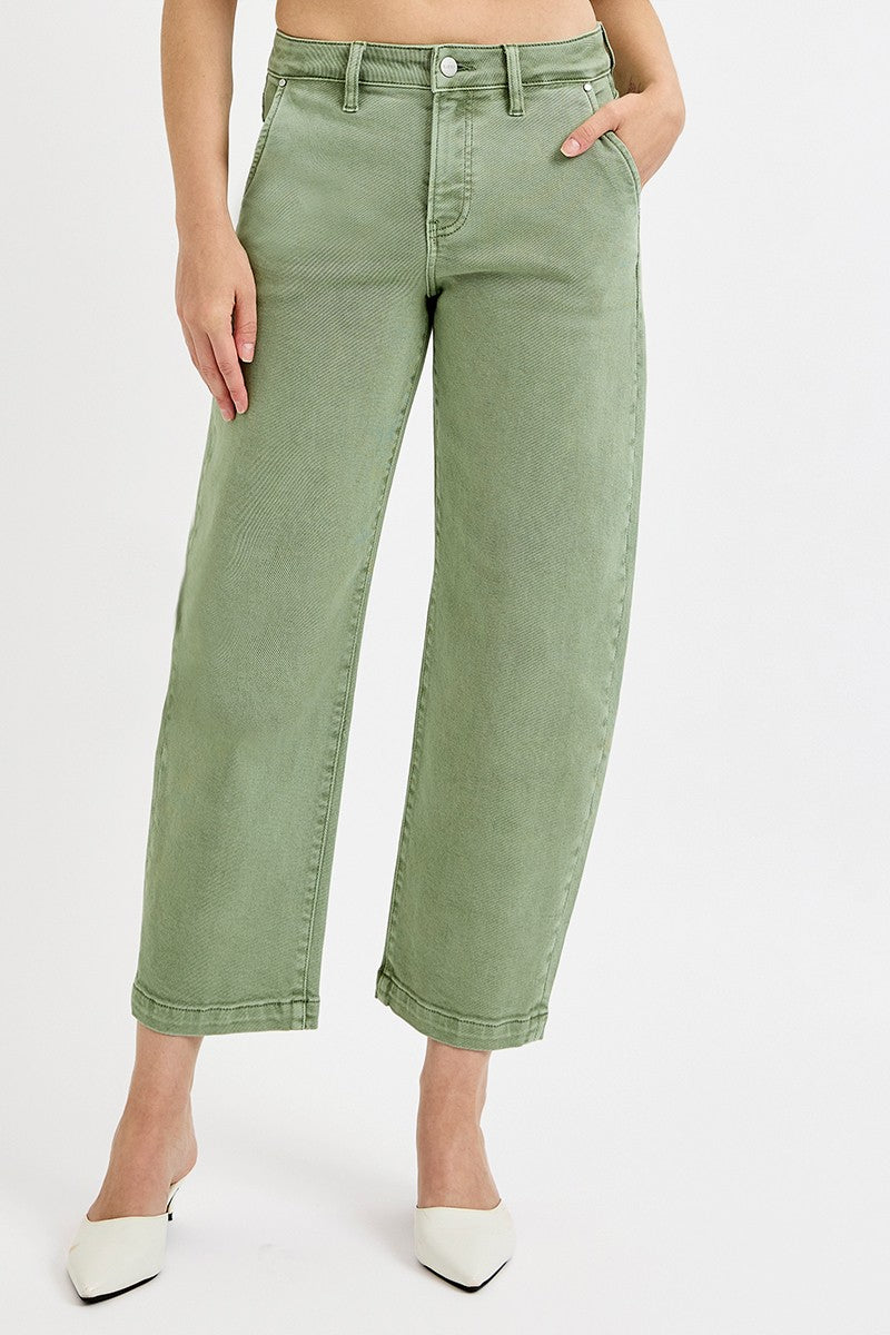 TUMMY CONTROL HIGH RISE CROP BARREL PANTS