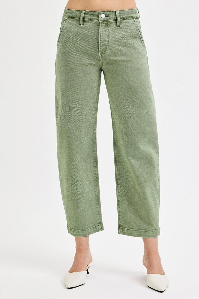 TUMMY CONTROL HIGH RISE CROP BARREL PANTS