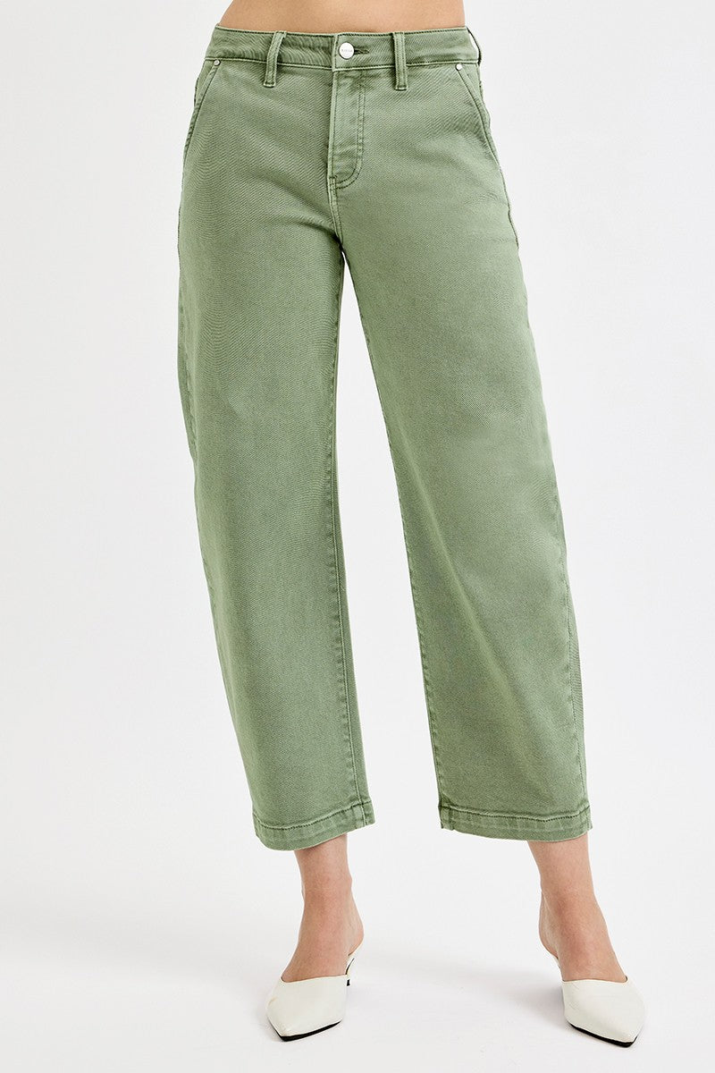 TUMMY CONTROL HIGH RISE CROP BARREL PANTS