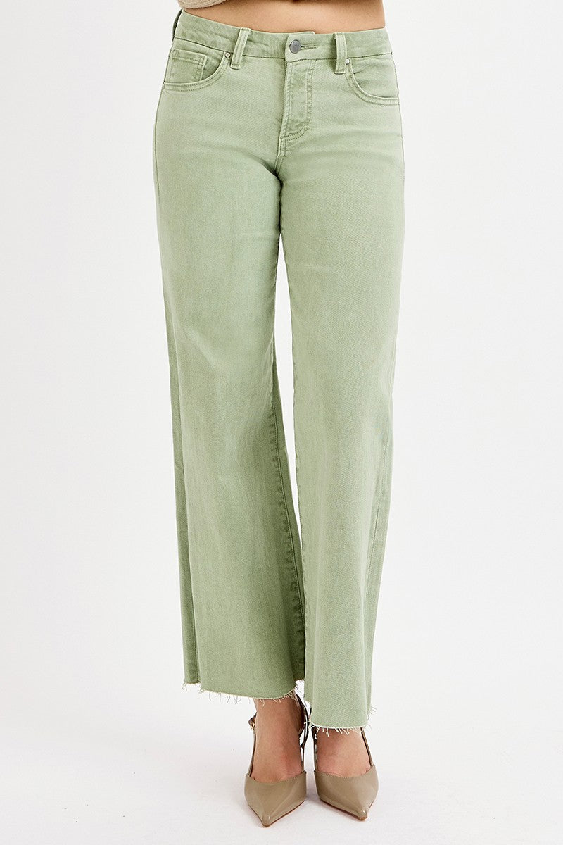 TUMMY CONTROL MID RISE WIDE LEG PANTS