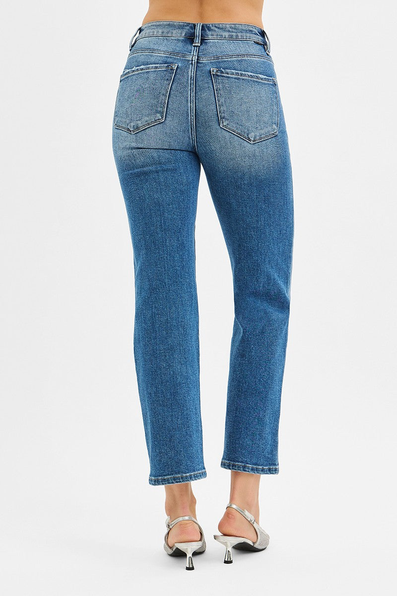 TUMMY CONTROL HIGH RISE CROP STRAIGHT JEANS
