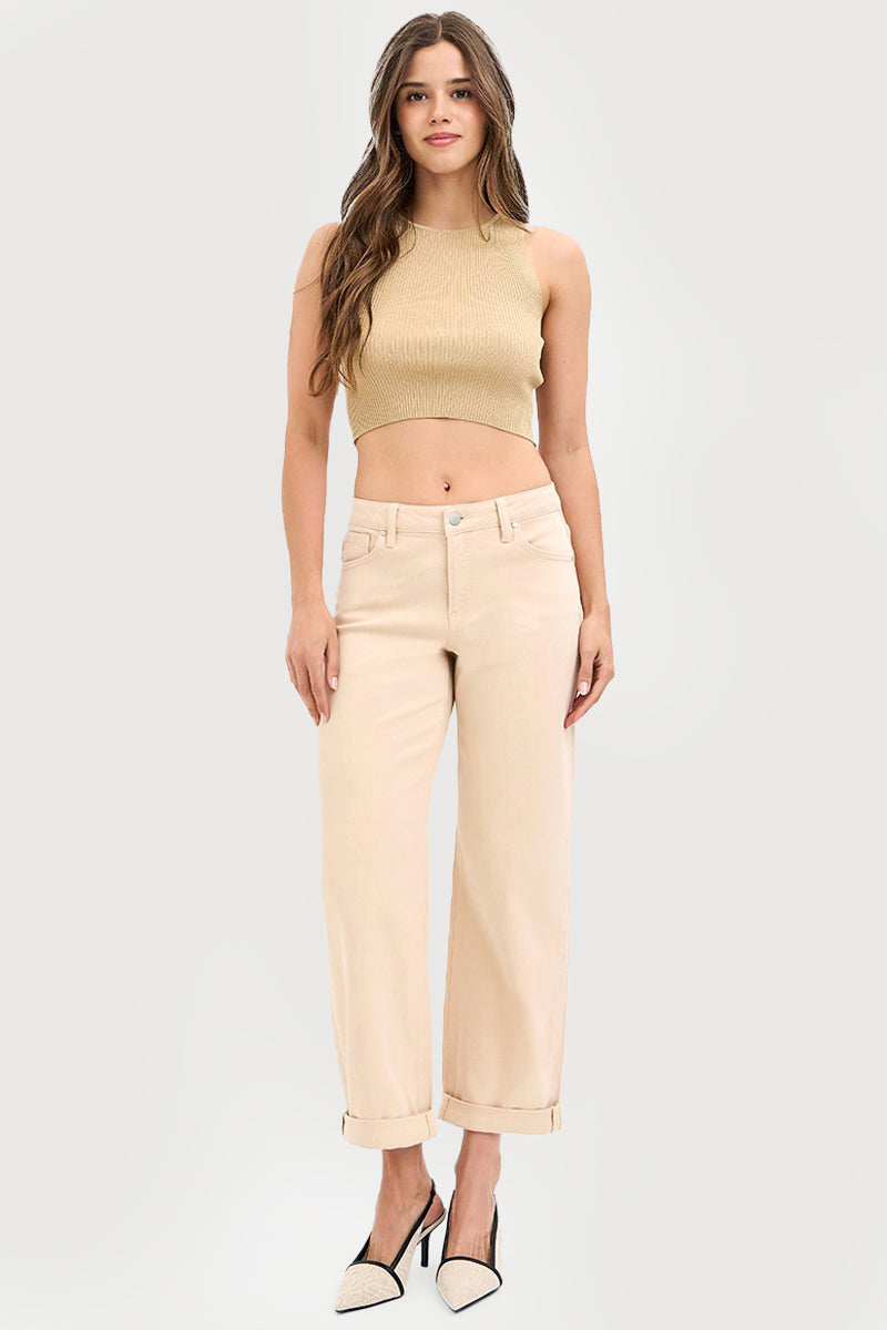 TUMMY CONTROL MID RISE ANKLE BARREL RELAXED BAGGY